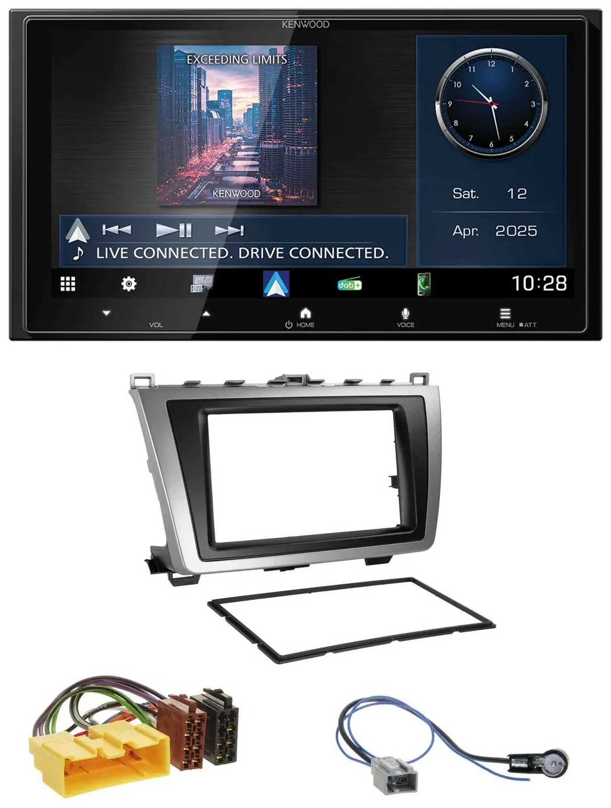 Kenwood Bluetooth 2DIN USB DAB MP3 Autoradio für Mazda 6 08-12 schwarz-silber