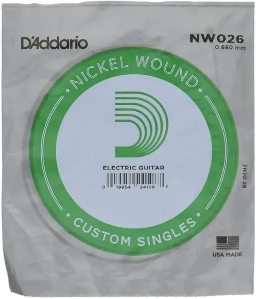 Струна для электрогитары D'Addario NW026 XL Nickel Wound Singles, сталь никелированная, калибр 26