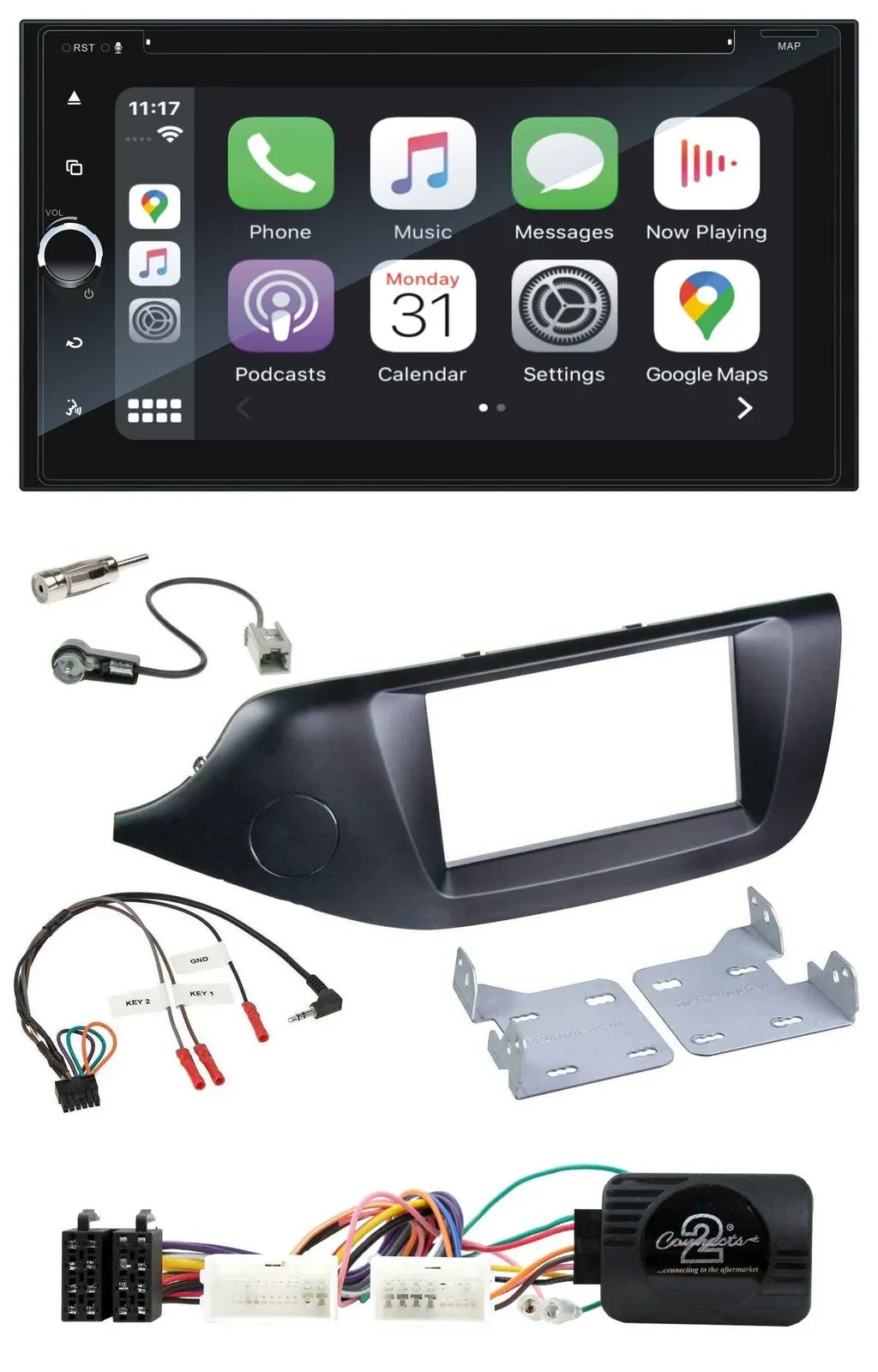 Blaupunkt USB DAB Bluetooth 2DIN TMC Lenkrad Navigation für Kia Ceed ab 2012 sch
