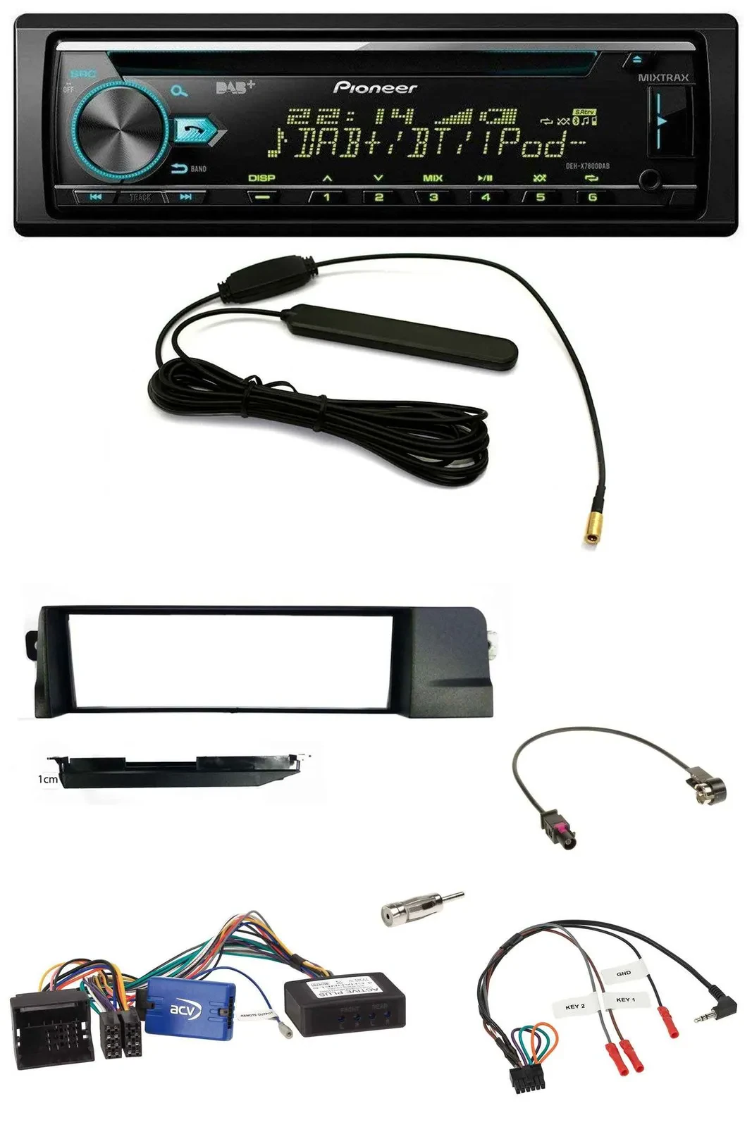 Автомагнитола для BMW 3 Series (E46, 2001–2007) Pioneer CD/MP3, DAB, USB, поддержка управления на руле, чёрный