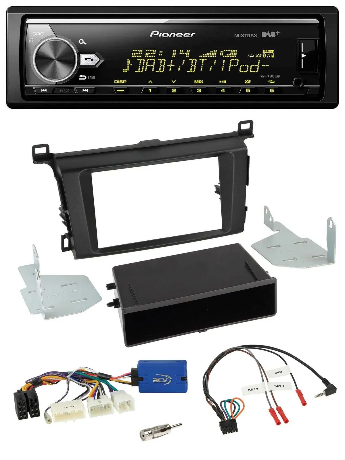 Автомагнитола для Toyota RAV4 (с 2013) Pioneer Bluetooth, USB, DAB, поддержка кнопок на руле