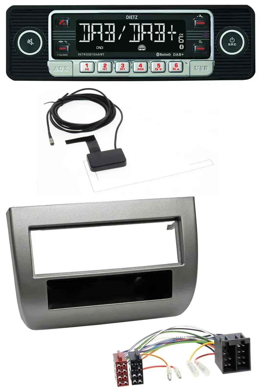 Dietz DAB Bluetooth USB MP3 Autoradio für Lancia Y 843 03-11 dunkelsilbermetalli