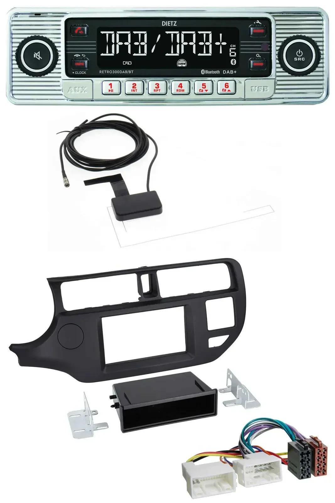 Автомагнитола для Kia Rio (UB 2011–2014) Dietz Bluetooth, USB, MP3, DAB, черная