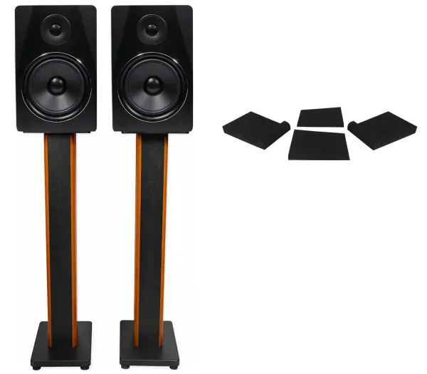 Pair Rockville APM8B 8" 2-Way 500 Watt USB Studio Monitors+36" Stands+Pads