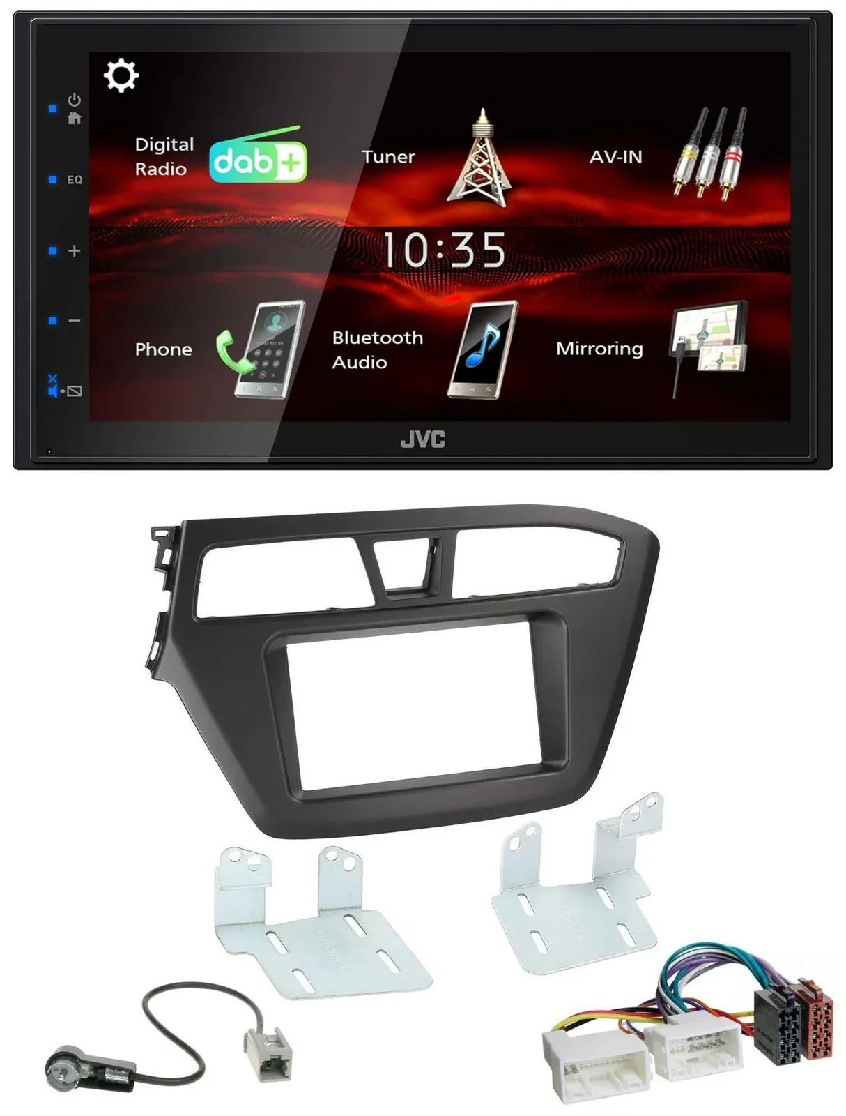 JVC USB Bluetooth MP3 DAB 2DIN Autoradio für Hyundai i20 (2014-2020)