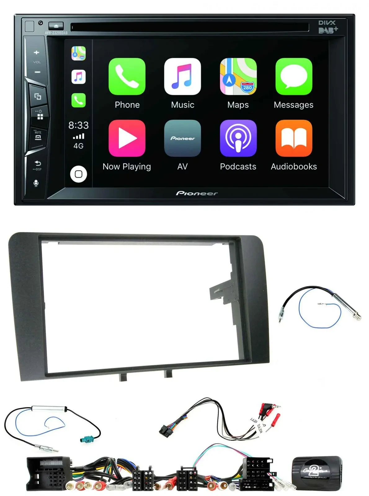 Pioneer Lenkrad USB DVD Bluetooth DAB 2DIN Autoradio für Audi A3 8P 2003-2012 Ak