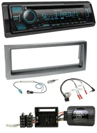 Автомагнитола для Citroen C5 (с 2005) Kenwood Bluetooth USB CD DAB серый металлик с поддержкой кнопок на руле