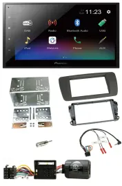 Автомагнитола Pioneer 2DIN USB Bluetooth DAB для Seat Ibiza (с 2008), поддержка кнопок на руле, цвет Tuam Grey