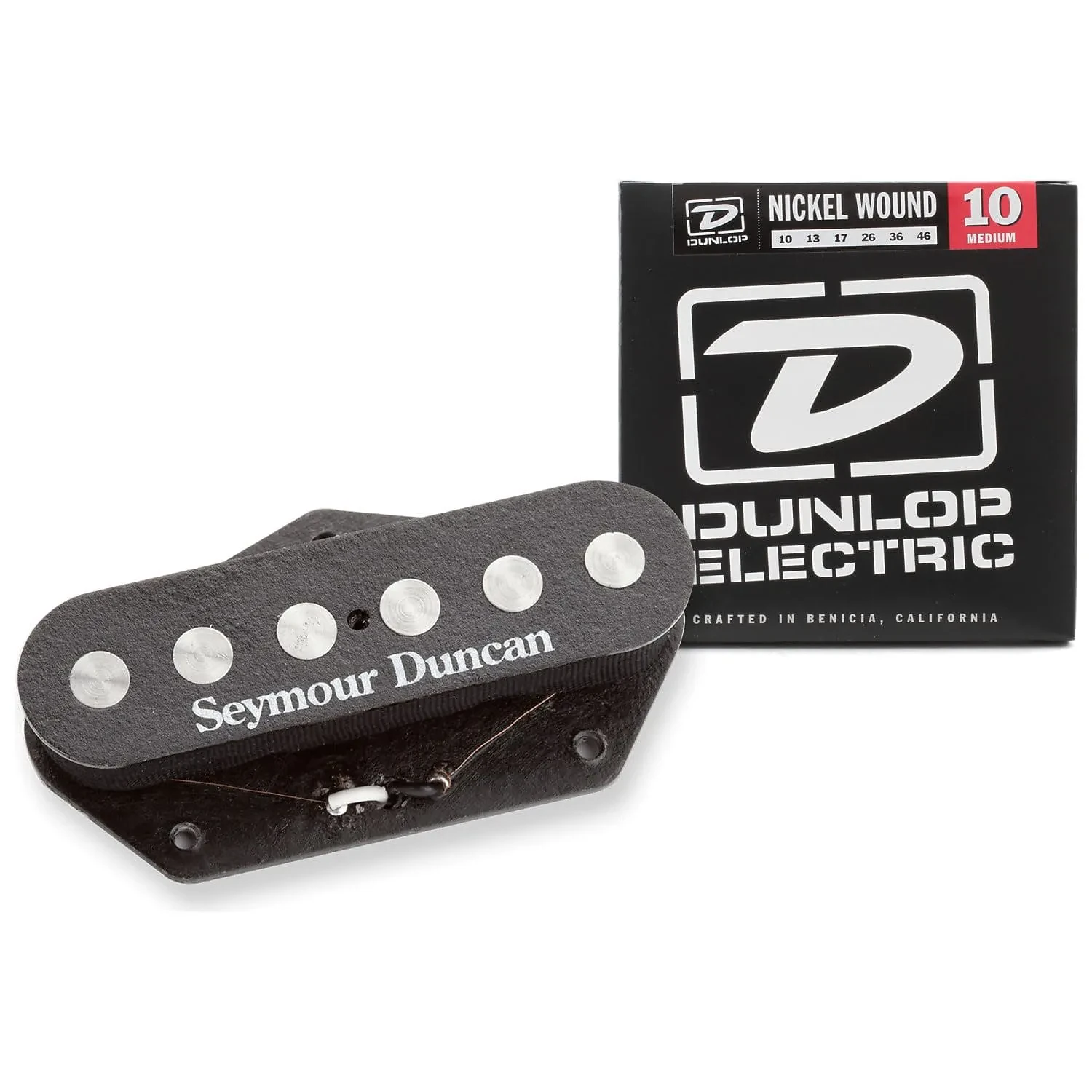 Звукосниматель для электрогитары Seymour Duncan STL-3 Qtr-Pound Lead for Tele, черный, с комплектом струн