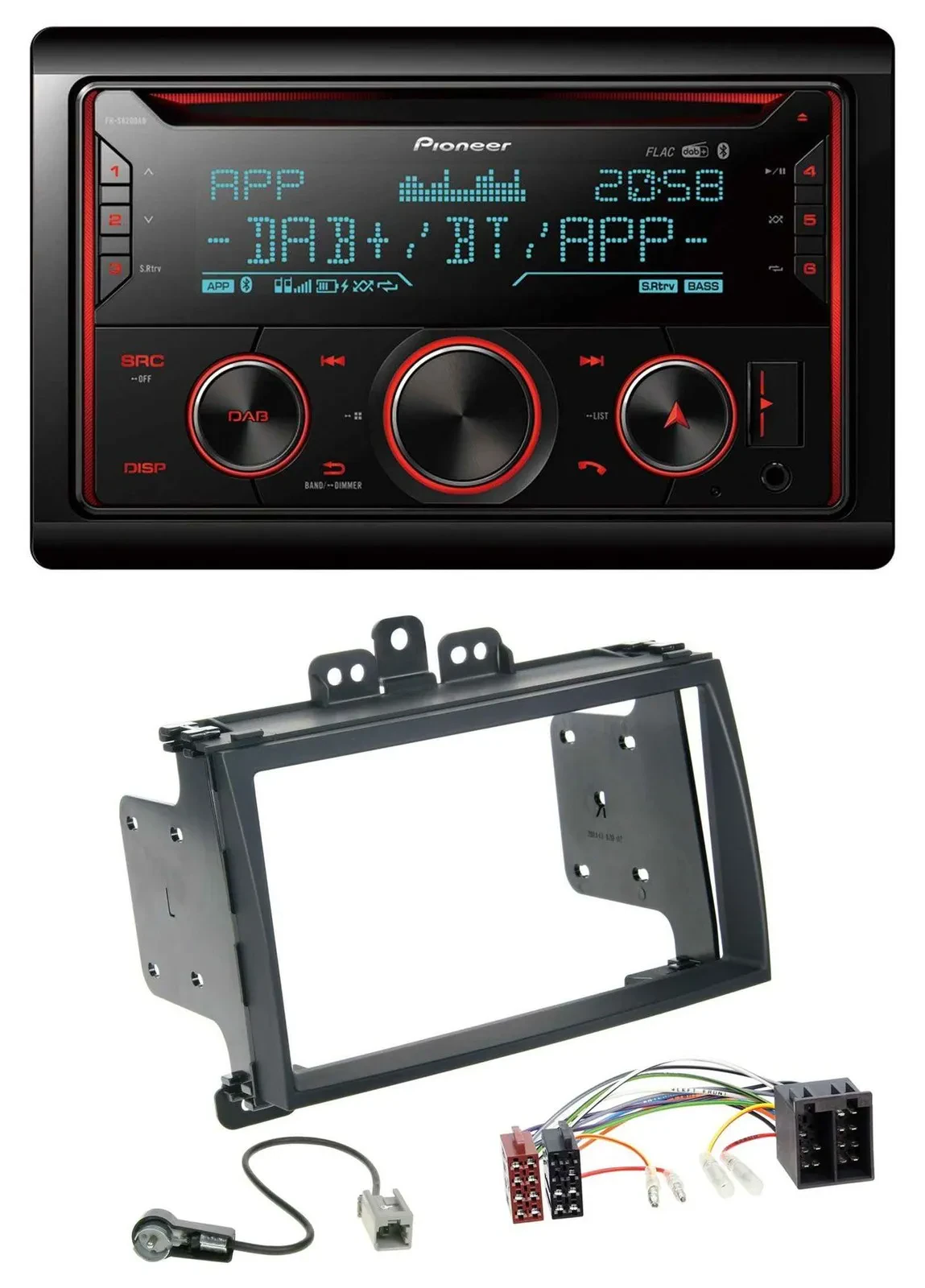 Автомагнитола Pioneer 2DIN, DAB, Bluetooth, USB, CD, MP3 для Hyundai i20 (2009–2012), черная