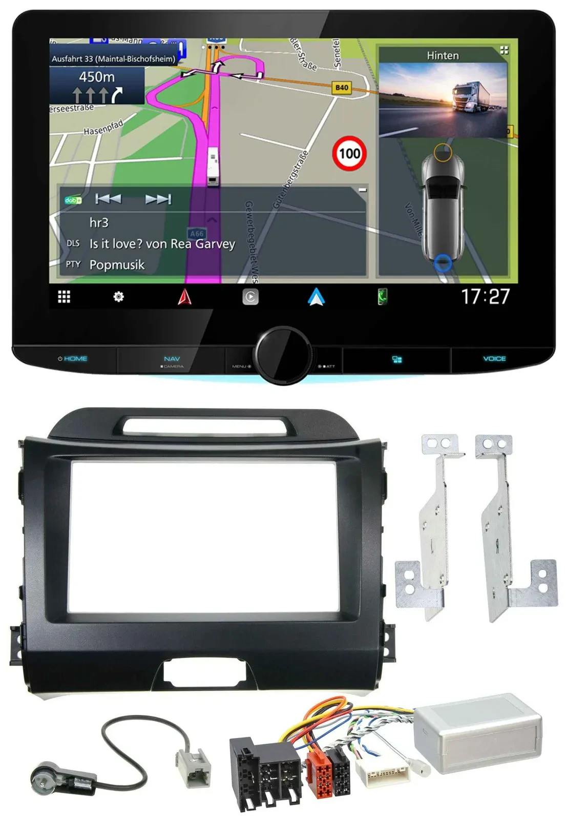 Автомагнитола Kenwood 2DIN, Bluetooth, DAB, TMC, USB, навигация для Kia Sportage 3 (2010–2015)