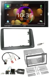 JVC DAB Lenkrad 2DIN Bluetooth USB Autoradio für Fiat Panda 2007-2012 grau