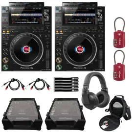 Pioneer CDJ-3000 Flagship rekordbox High-Res DJ Multi Players Pair w Black Case