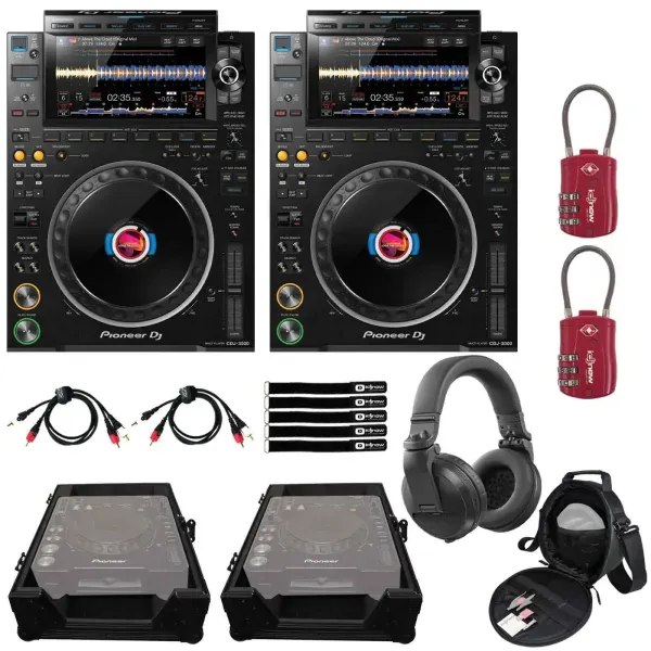 DJ-контроллер с джогом Pioneer CDJ-3000 Black с аксессуарами (пара)