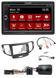 Автомагнитола Blaupunkt TMC USB Bluetooth DAB 2 DIN с навигацией и управлением с рулевого колеса для Honda Accord 2008–2020