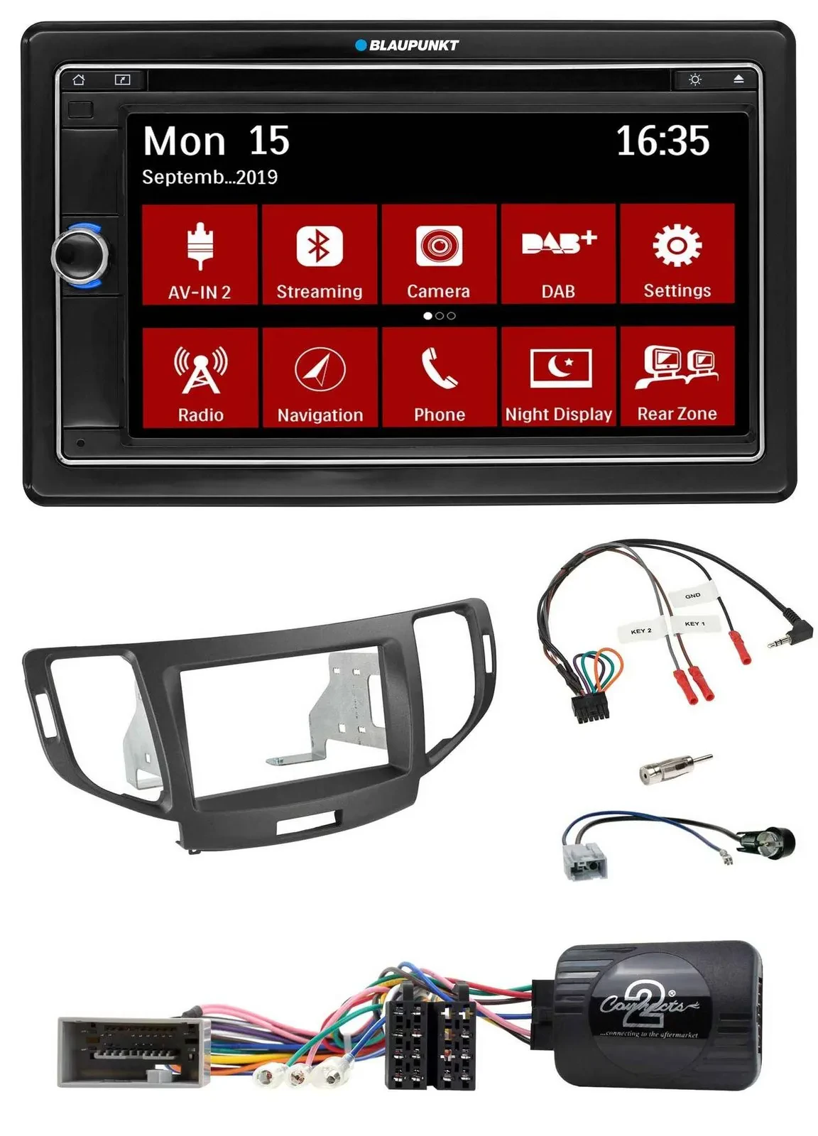 Автомагнитола Blaupunkt TMC USB Bluetooth DAB 2 DIN с навигацией и управлением с рулевого колеса для Honda Accord 2008–2020