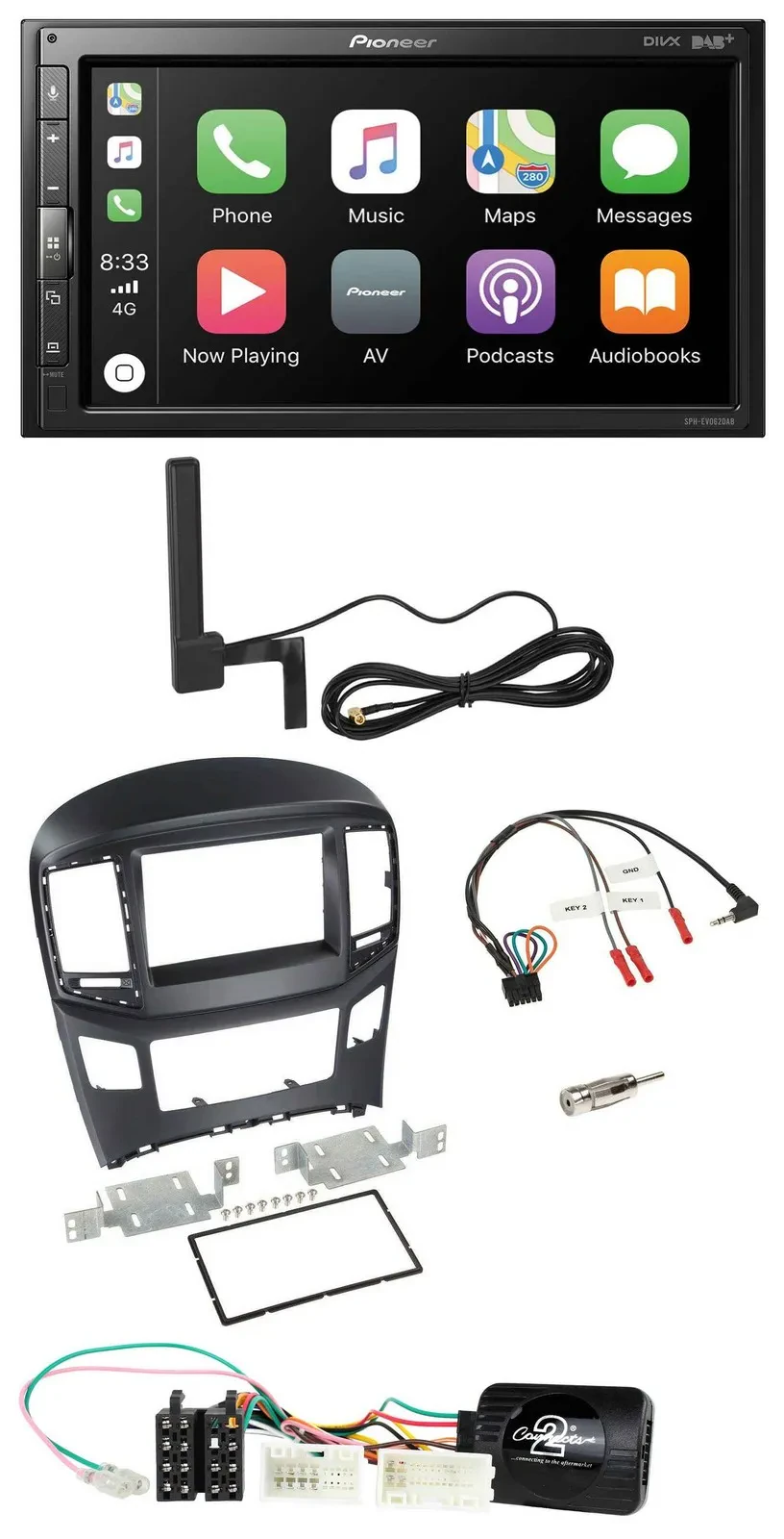 Pioneer USB 2DIN Bluetooth DAB Lenkrad Autoradio für Hyundai H1 ab 2015 schwarz