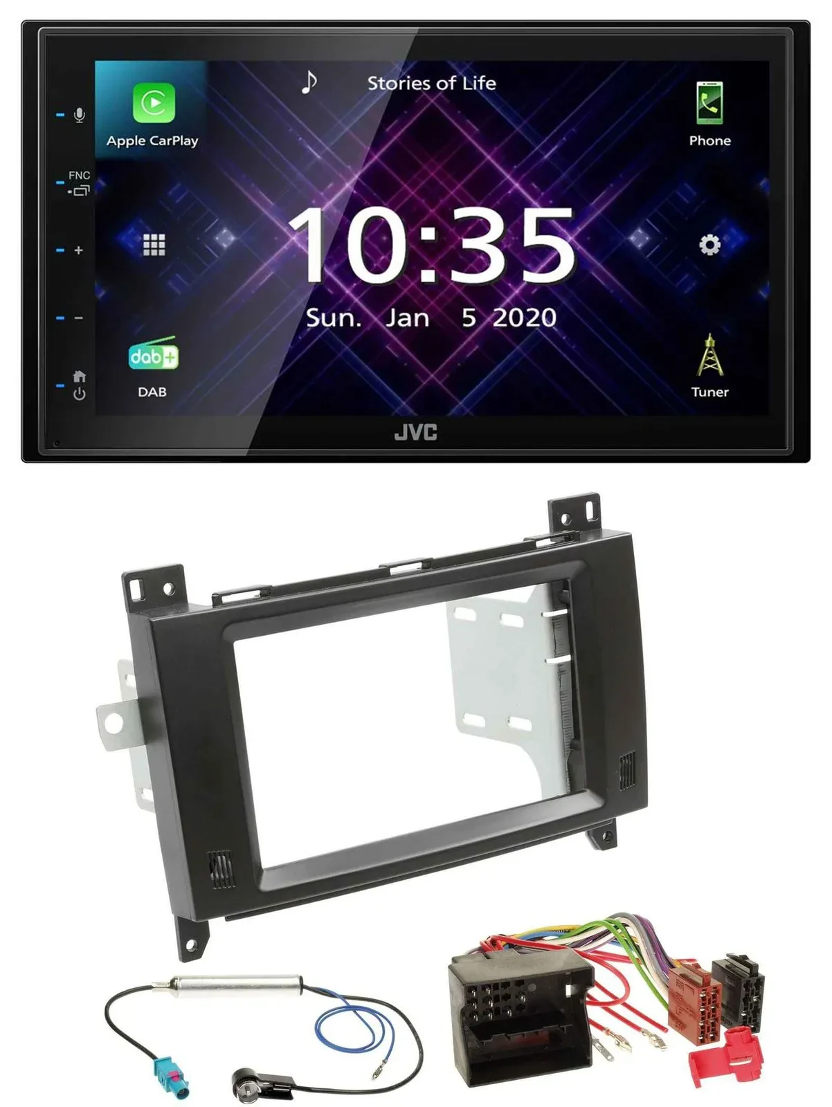 JVC DAB 2DIN MP3 Bluetooth USB Autoradio für Mercedes Viano Vito 06-14 schwarz