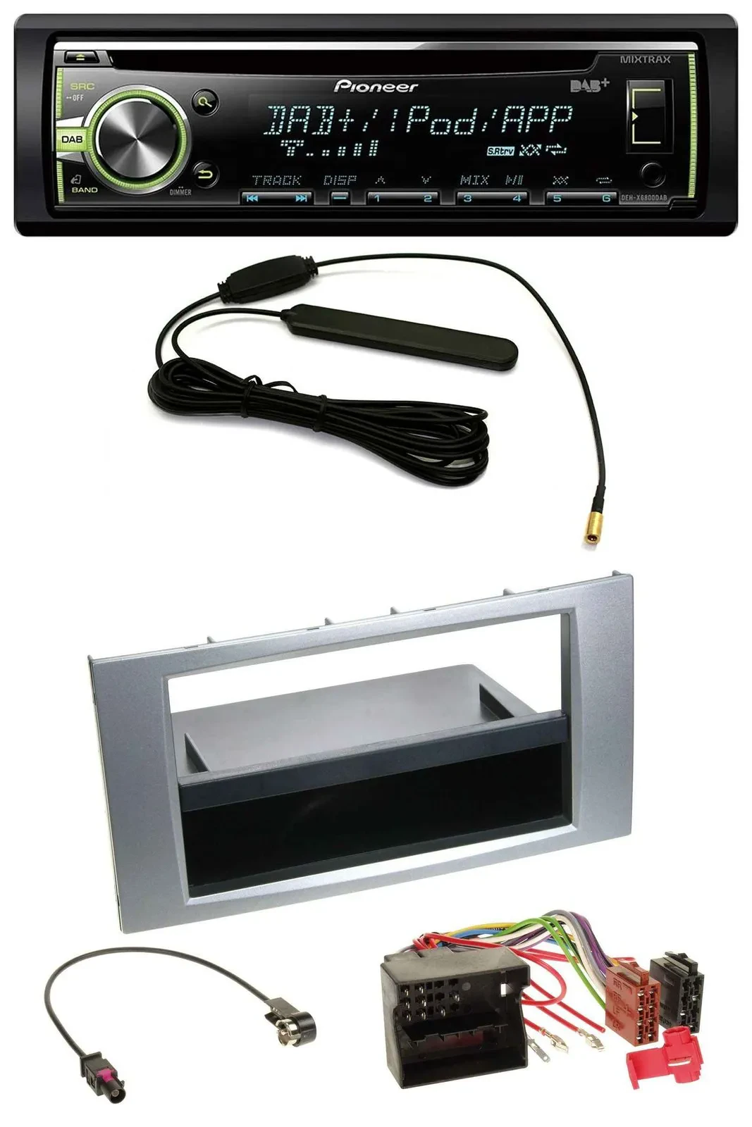 Pioneer MP3 USB CD DAB AUX Autoradio für Ford Fiesta Focus 2004-2008 silber