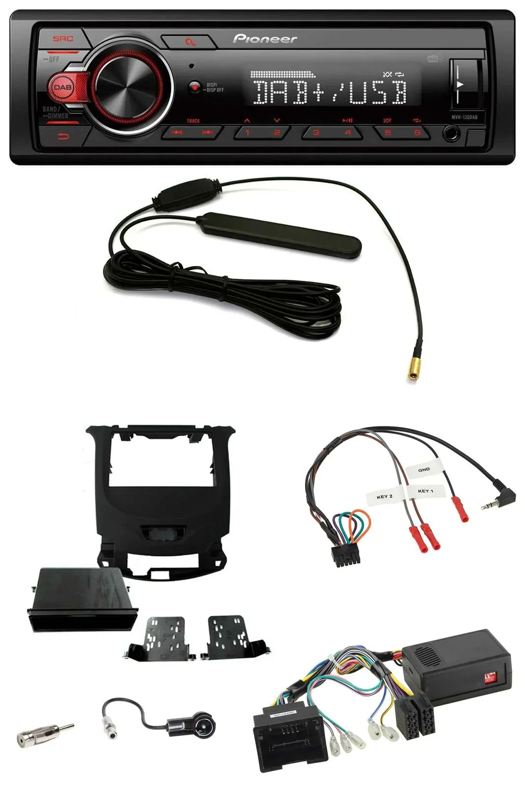 Автомагнитола Pioneer 1-DIN, MP3, DAB, USB, для Chevrolet Cruze (с 2016), чёрный (piano black)