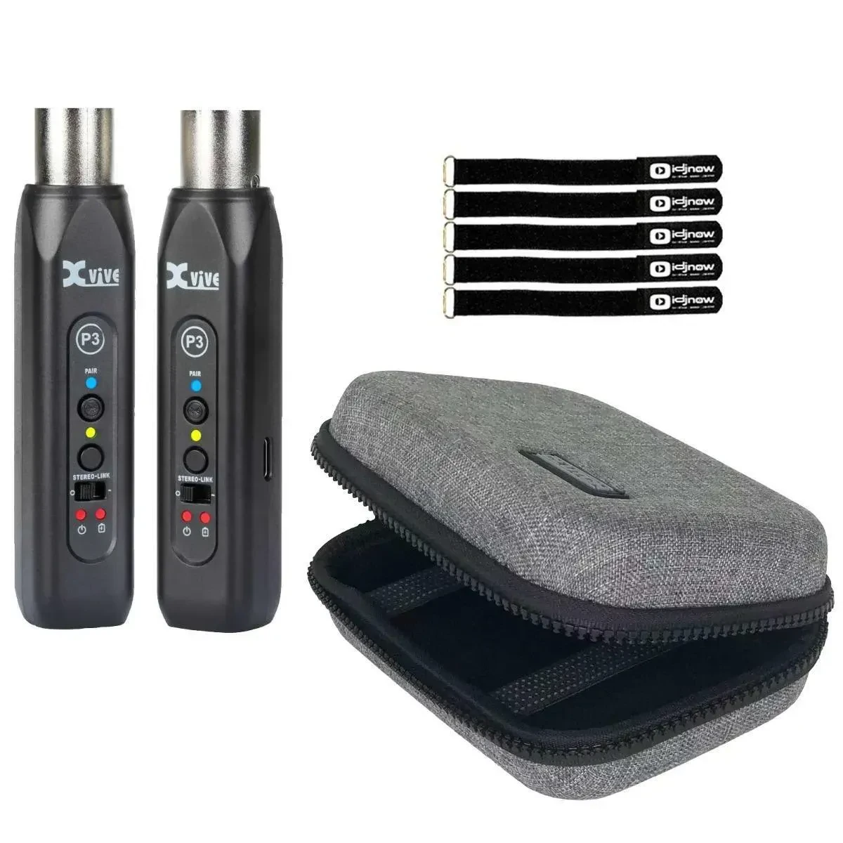 Xvive P3 XLR Rechargeable Bluetooth Audio Receiver Adapters Pair w Case