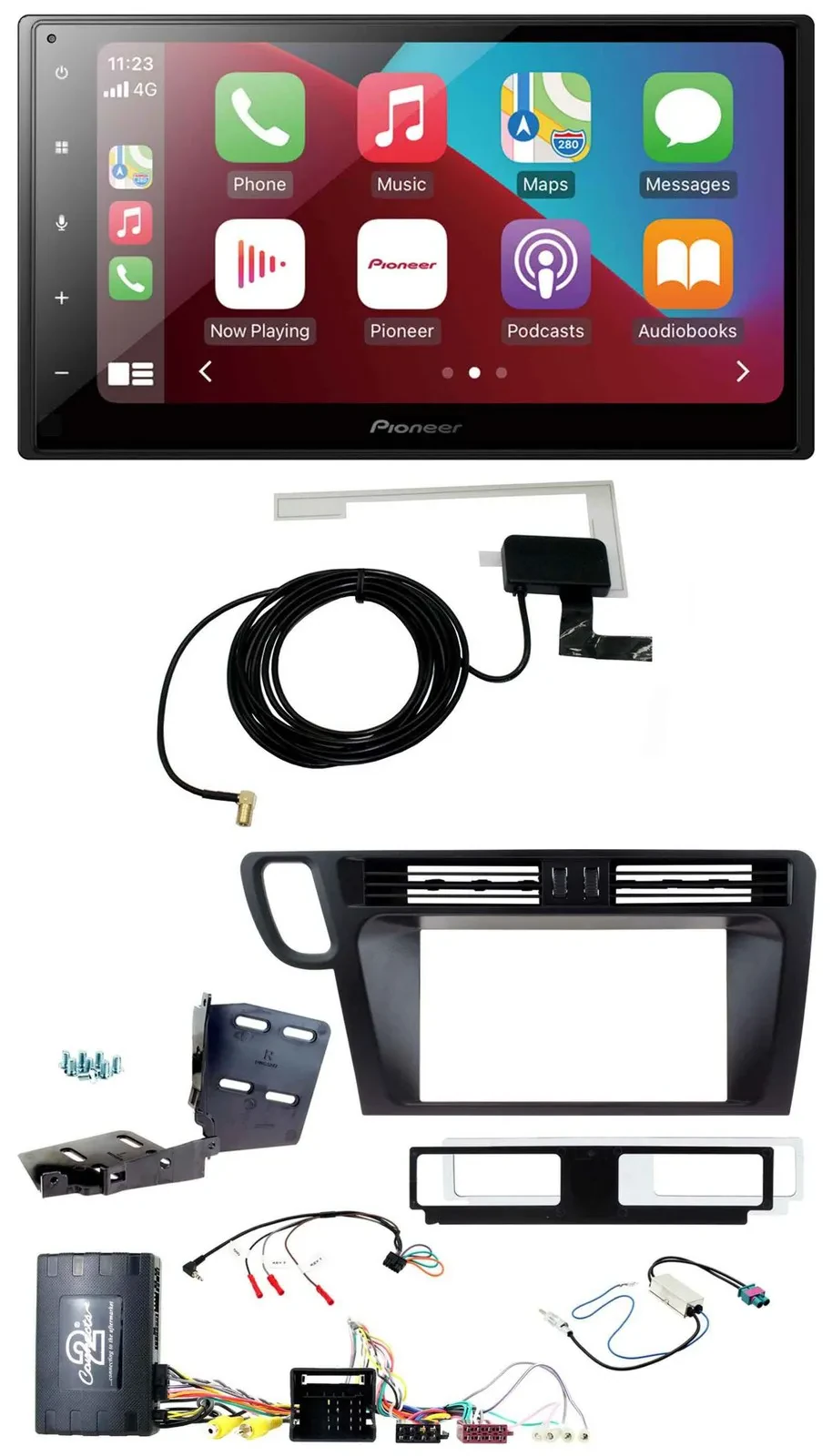 Автомагнитола Pioneer 2DIN USB Bluetooth DAB для Audi Q5 8R (2008–2017) с поддержкой управления на руле, с инфоадаптером