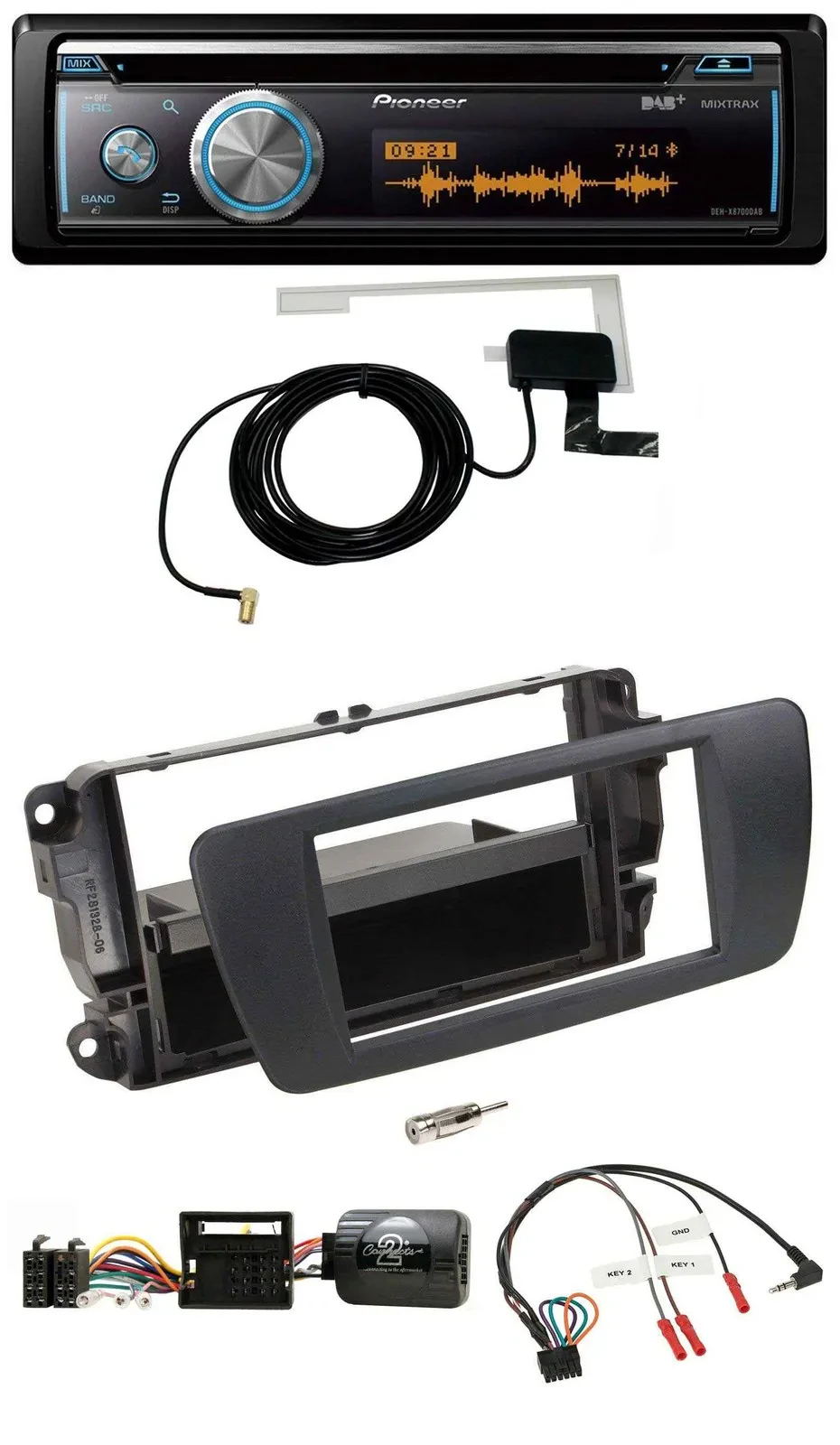 Автомагнитола Pioneer Bluetooth DAB USB CD для Seat Ibiza чёрная