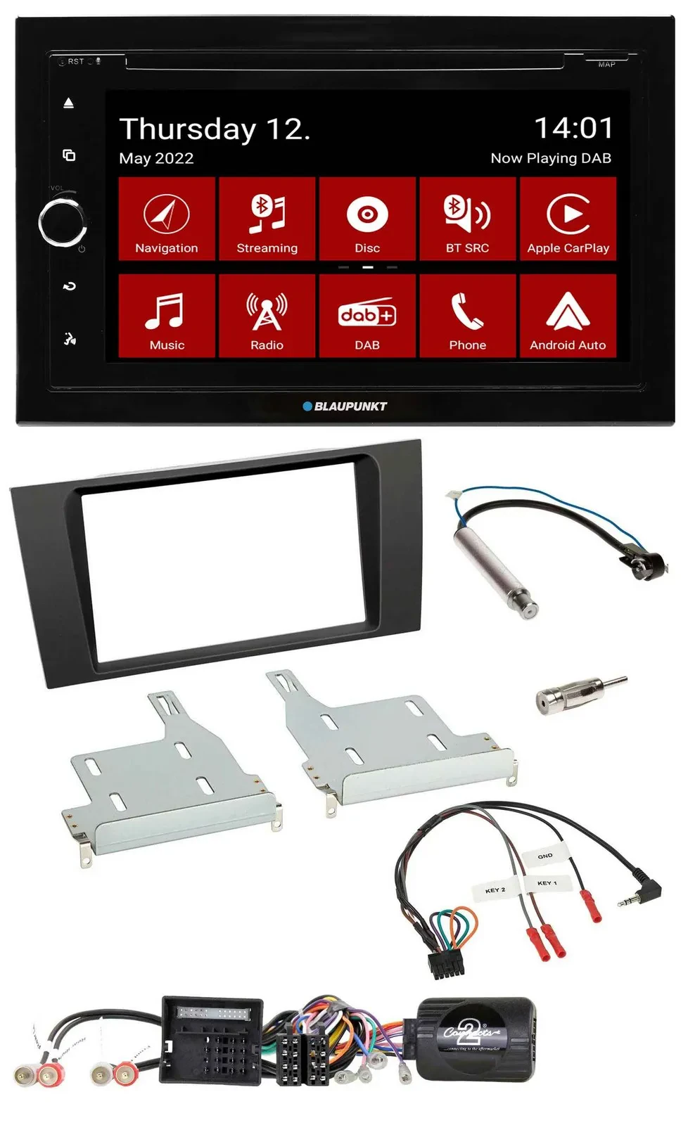 Blaupunkt Lenkrad DVD Bluetooth DAB 2DIN USB Autoradio für Audi A4 2000-2001