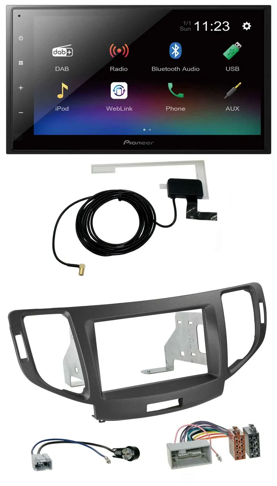 Pioneer DAB MP3 Bluetooth 2DIN USB Autoradio für Honda Accord ab 11 anthrazit