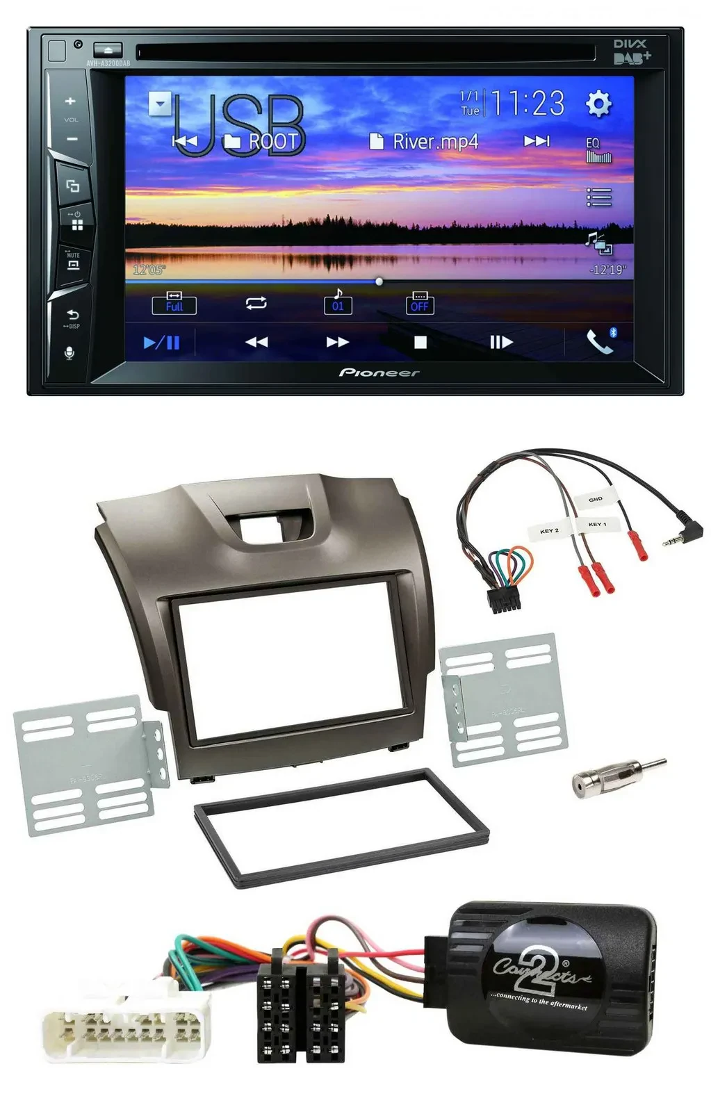 Pioneer Bluetooth 2DIN USB DVD DAB Lenkrad Autoradio für Isuzu D-Max ab 2012 gra