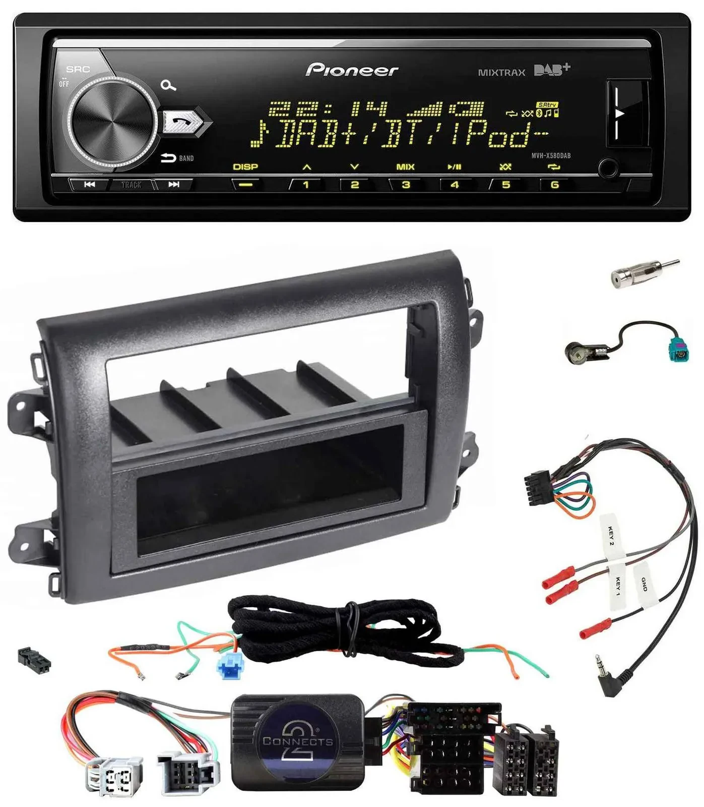 Pioneer Bluetooth USB DAB Lenkrad Autoradio für Fiat Ducato Serie 8 ab 2021