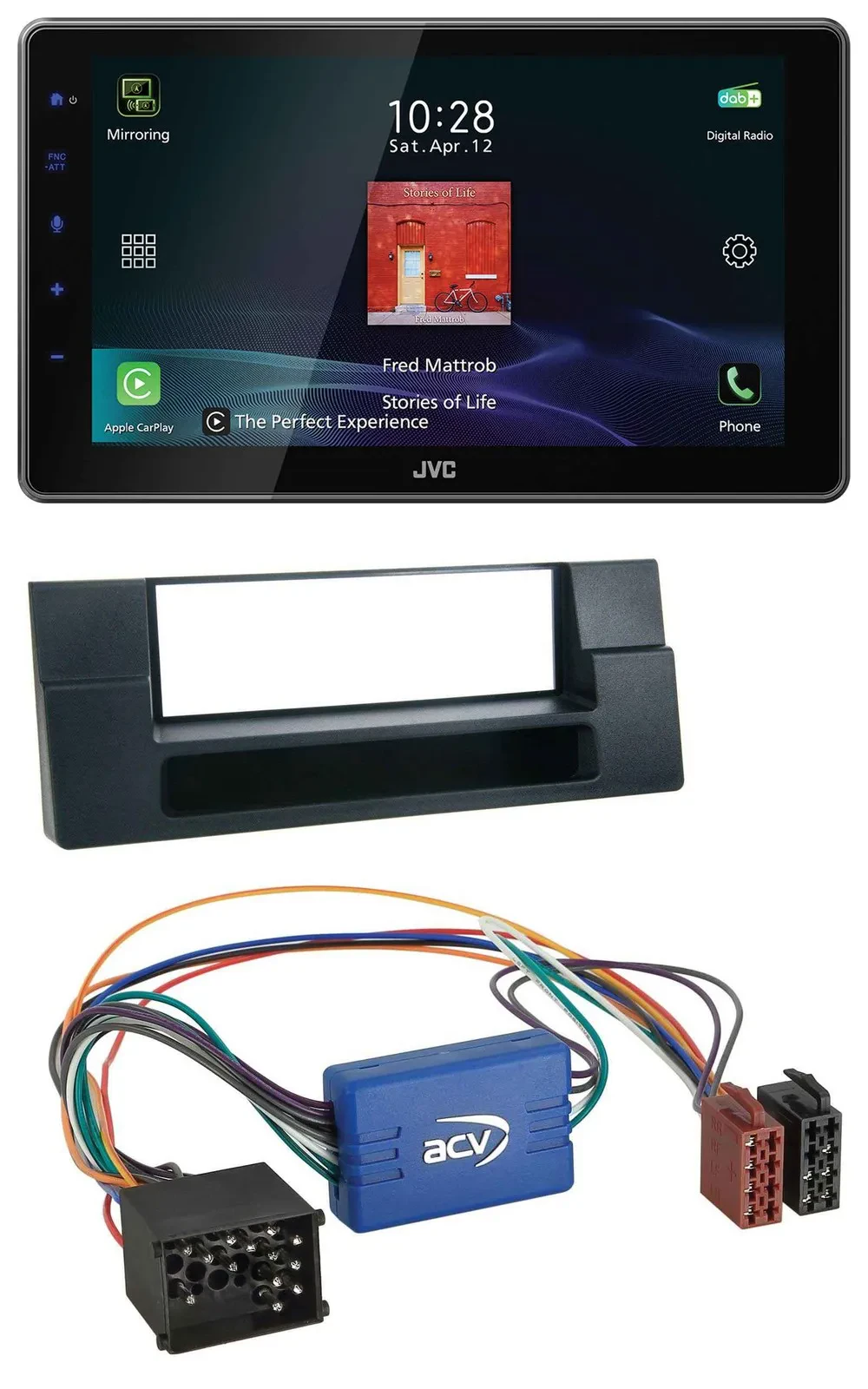 JVC DAB MP3 Bluetooth USB Autoradio für BMW 5er E39 X5 E53 Ablagefach Aktivsyste