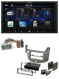 Alpine Bluetooth 2DIN MP3 DAB USB Autoradio für Honda Jazz ab 09 silber