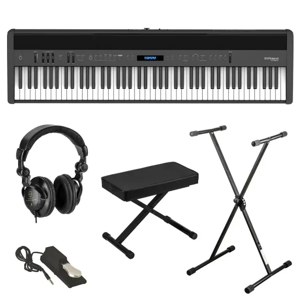 Roland FP-60X 88-Key SuperNATURAL Portable Digital Piano, Black Bundle with Stan
