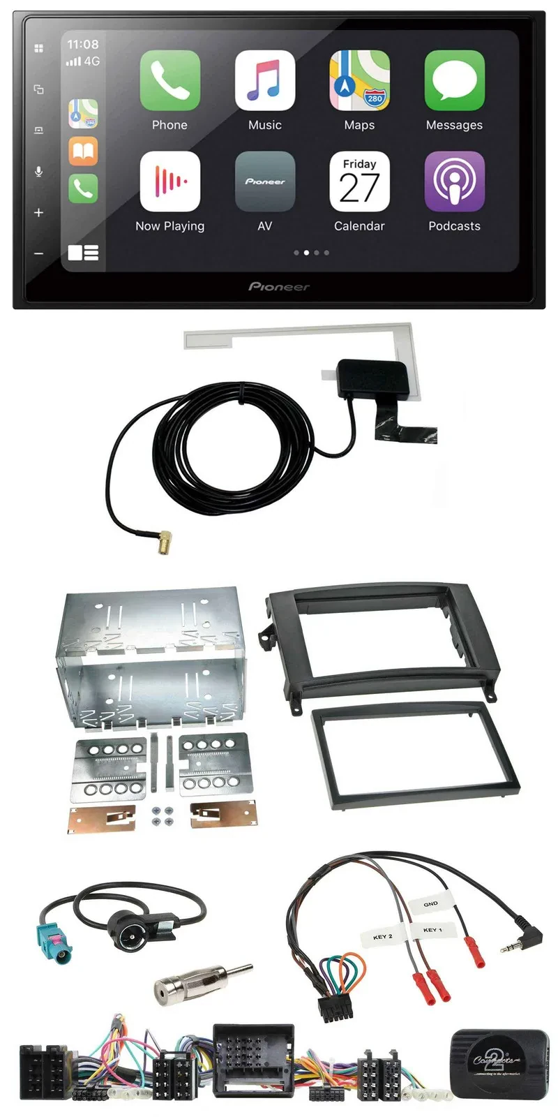 Pioneer USB Lenkrad 2DIN Bluetooth DAB Autoradio für Mercedes A- B-Klasse W169 T