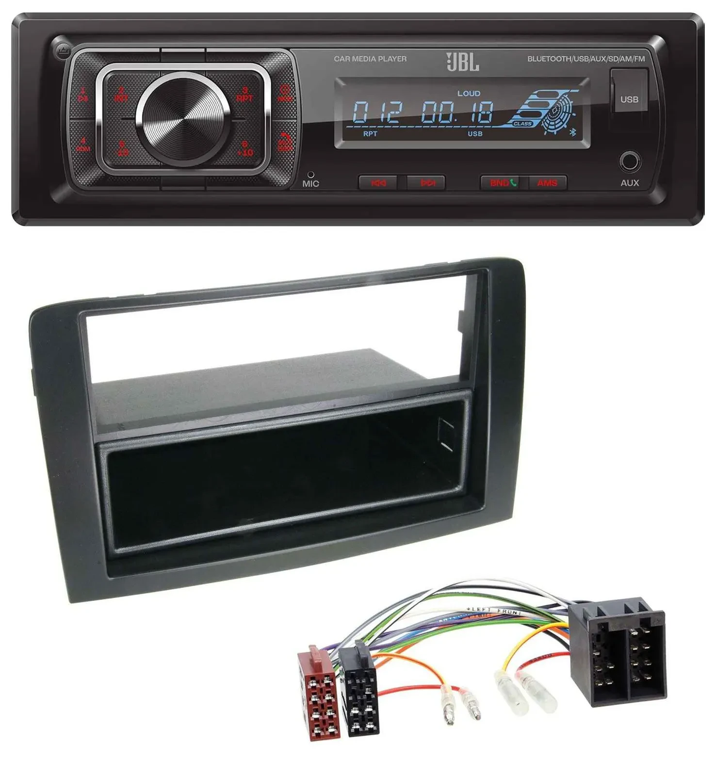 Автомагнитола JBL для Fiat Idea (350, 2003–2011) SD, AUX, MP3, USB, Bluetooth, чёрный