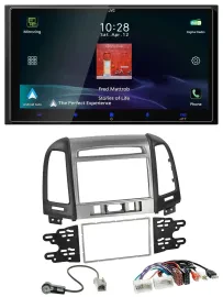 Автомагнитола JVC 2-DIN, Bluetooth, DAB, USB, AUX для Hyundai Santa Fe (комплектация: 3 переключателя)