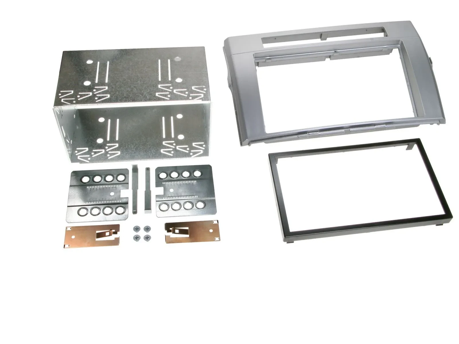 Einbaurahmen Set Doppel DIN Autoradio für Toyota Corolla Verso 2004-2009 silber