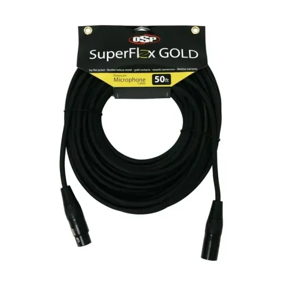 OSP SuperFlex GOLD 50' Premium "Lay-Flat" Microphone/Mic XLR Cable - SFM-50