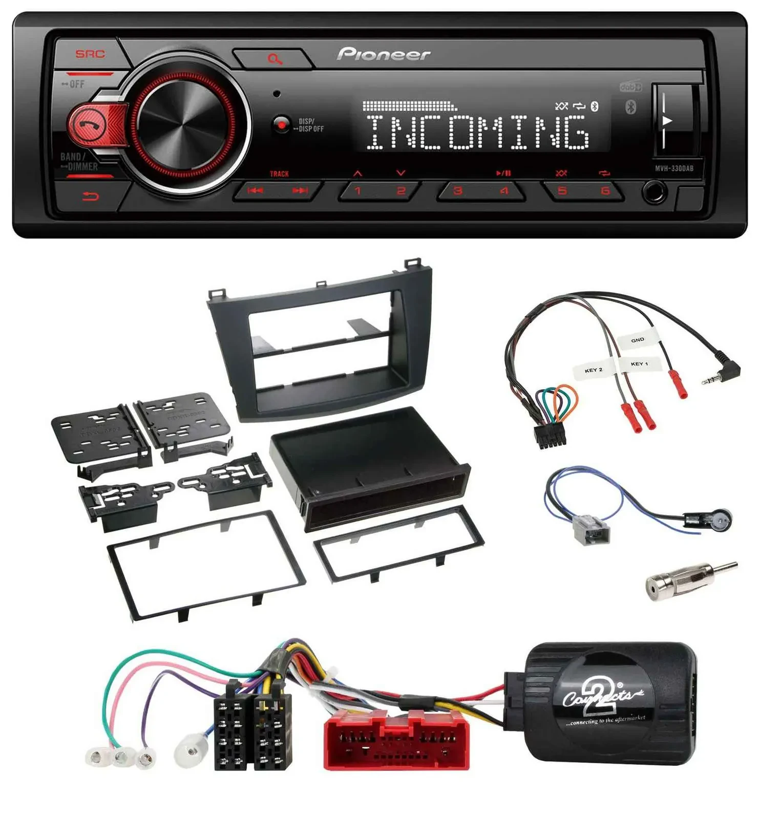 Pioneer Bluetooth USB DAB Lenkrad Autoradio für Mazda 3 2009-2013 analog