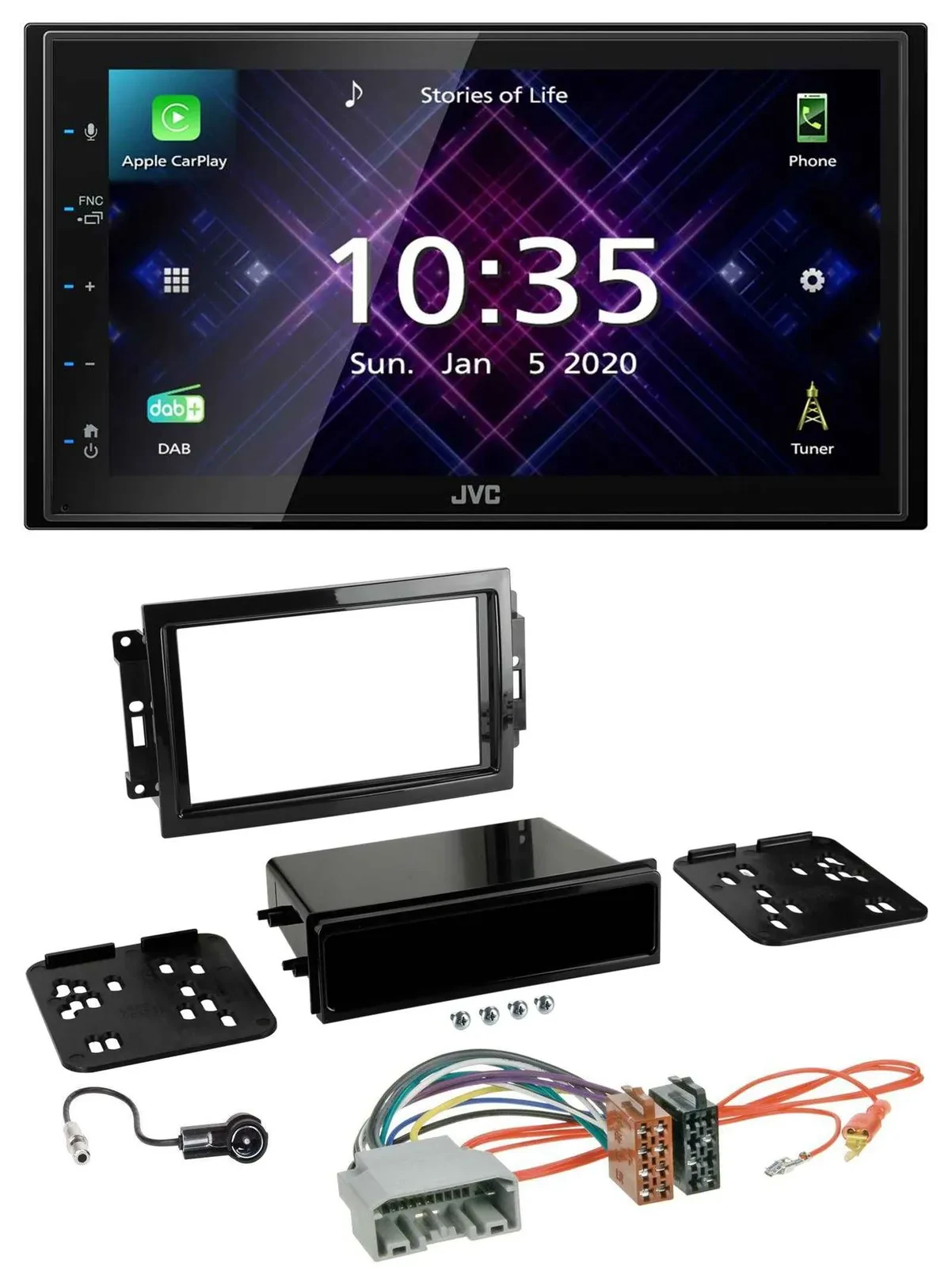 Автомагнитола для Chrysler 300C/Dodge Caliber/Jeep JVC 2-DIN DAB, MP3, Bluetooth, USB