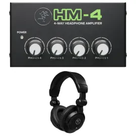 Mackie HM-4 4-Way Headphone Amplifier, Bundle with TAPH100 Headphones #HM-4 K2