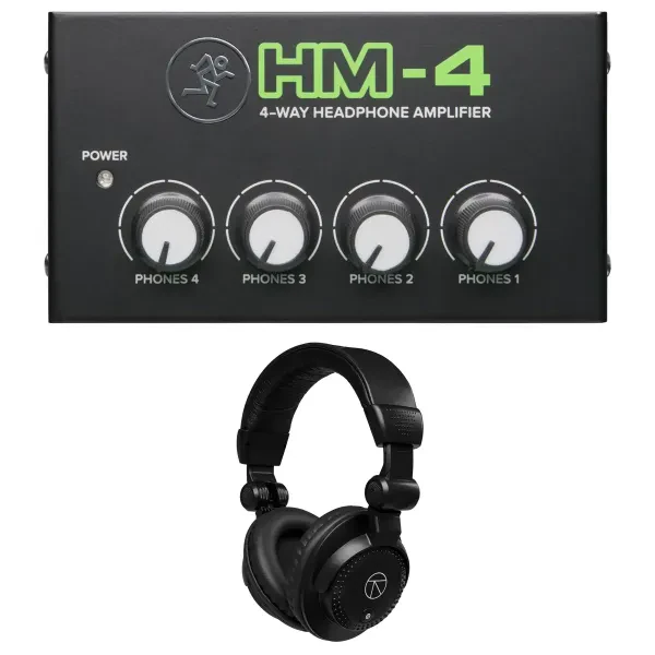 Mackie HM-4 4-Way Headphone Amplifier, Bundle with TAPH100 Headphones #HM-4 K2