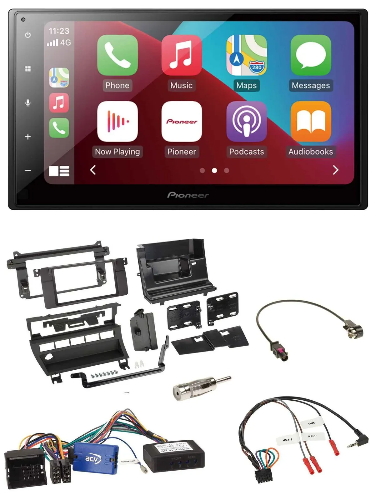 Pioneer USB Lenkrad DAB 2DIN Bluetooth Autoradio für BMW 3er 02-06 E46 5 Schalte
