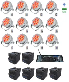 12 Rockville BEST PAR H2O White Water Resistant Lights+Bags+Wireless DMX Control