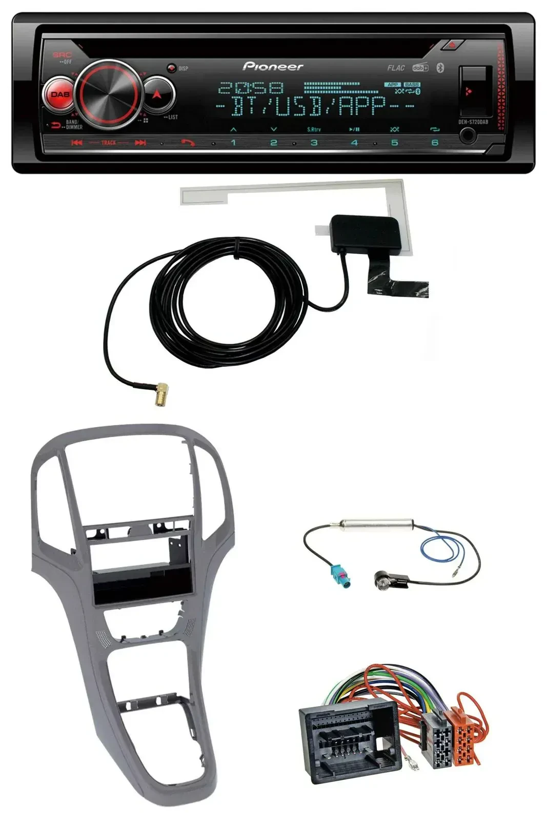 Pioneer DAB CD MP3 USB Bluetooth Autoradio für Opel Astra J ab 2009 Titan grau