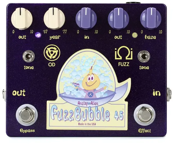 Педаль эффектов для электрогитары Analog Alien Fuzzbubble-45 Overdrive and Fuzz Pedal