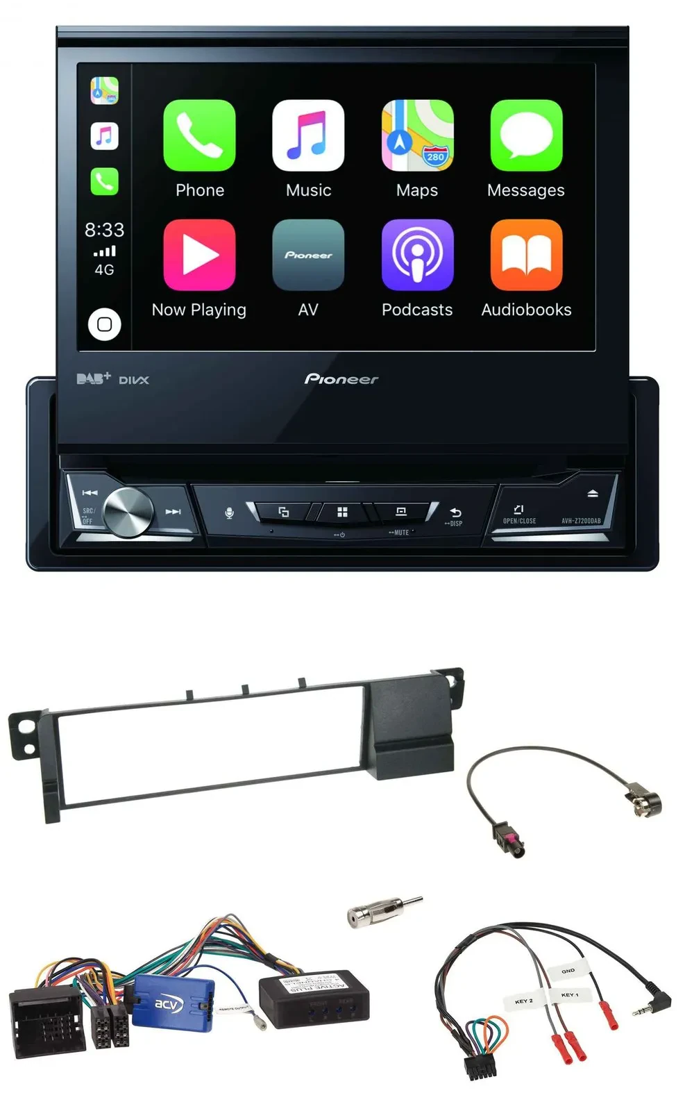 Pioneer DVD Bluetooth DAB USB Lenkrad Autoradio für BMW 3er E46 01-07 schwarz