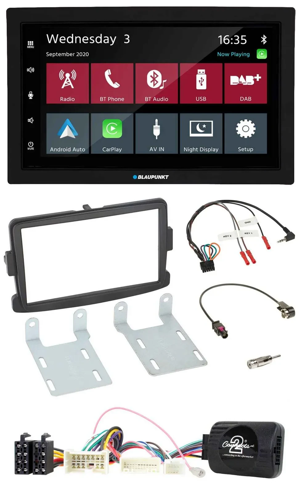 Автомагнитола Blaupunkt 2 DIN, USB, Bluetooth, DAB, для Dacia Sandero (с 2013)