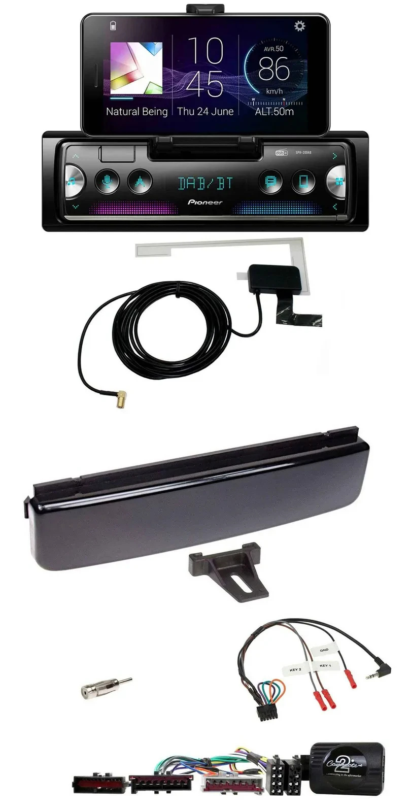 Pioneer DAB Bluetooth Lenkrad USB Autoradio für Ford Mondeo Focus piano-schwarz